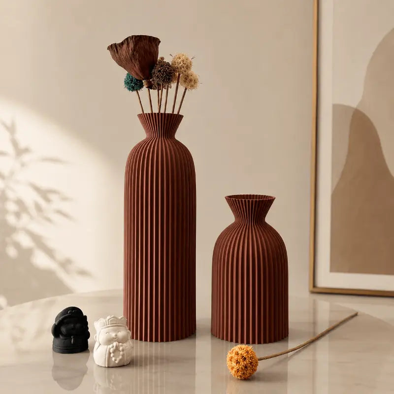 Modern wavy decorative vase set for minimalist home décor