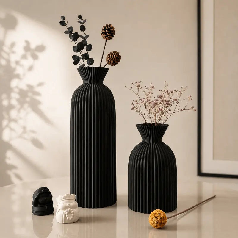 Modern wavy decorative vase set for minimalist home décor