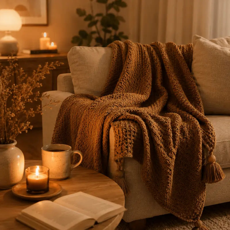 Nordic knit throw blanket for living room and bedroom décor