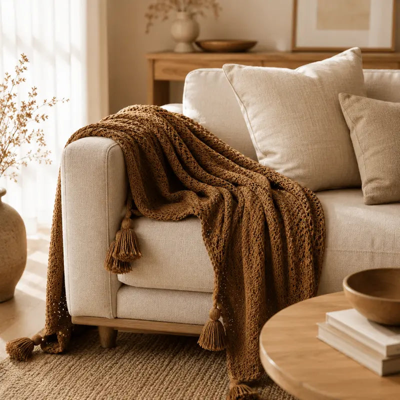 Nordic knit throw blanket for living room and bedroom décor