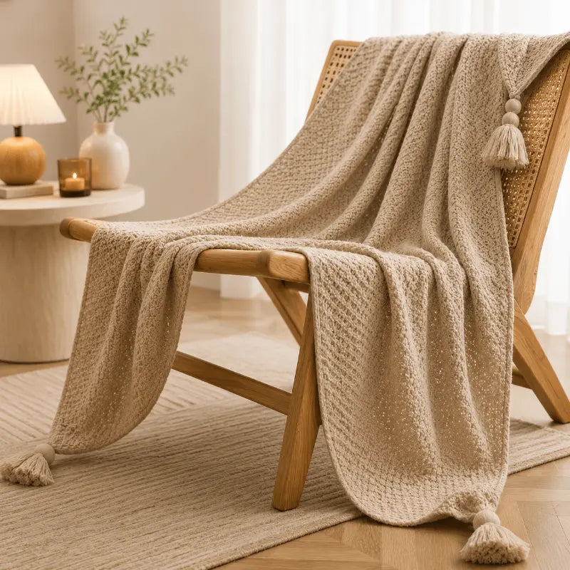 Nordic knit throw blanket for living room and bedroom décor