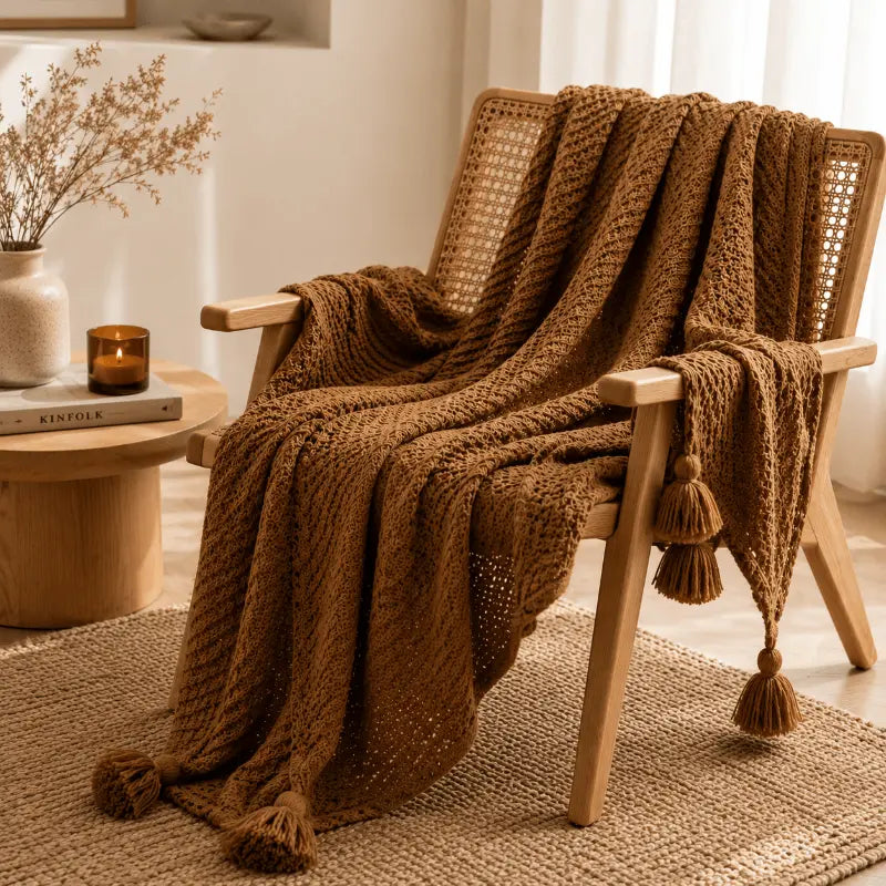Nordic knit throw blanket for living room and bedroom décor