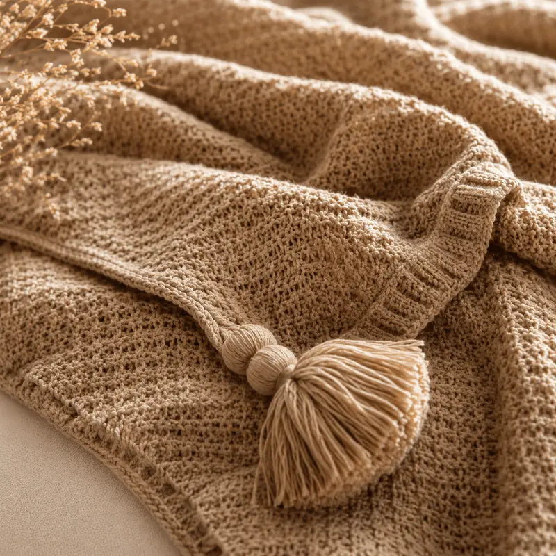 Nordic knit throw blanket for living room and bedroom décor