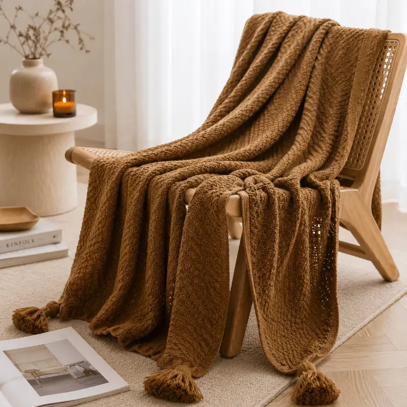 Nordic knit throw blanket for living room and bedroom décor