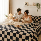 Nordic plaid flat bed sheet for a comfortable and elegant bedroom