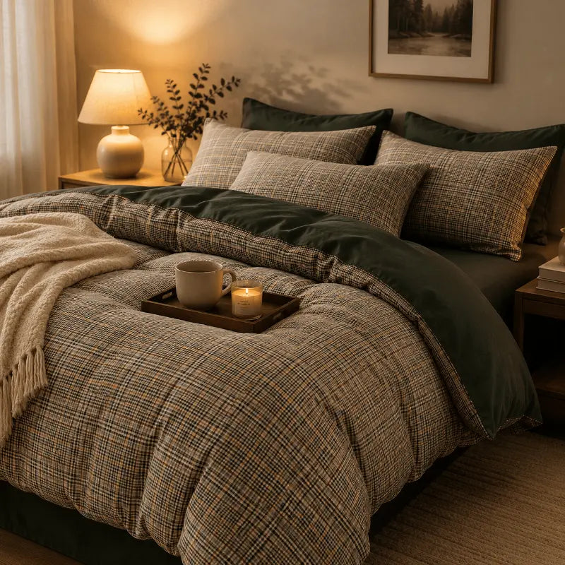 Nordic plaid luxury bedding set for a comfortable and elegant bedroom
