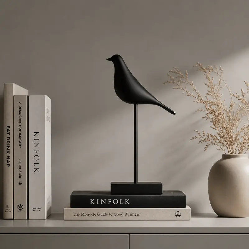 Nordic resin bird sculpture for minimalist home and desk décor