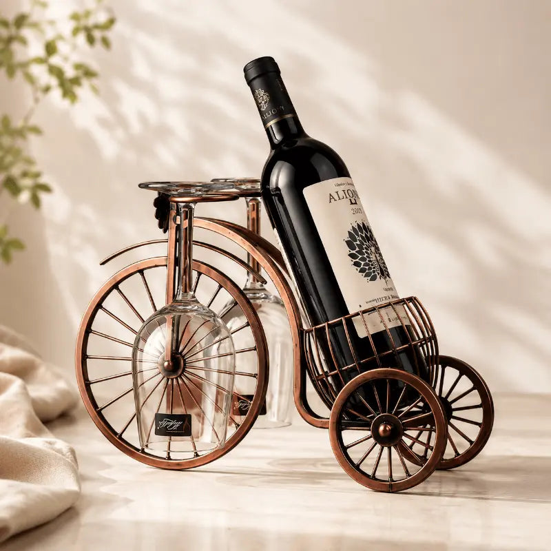Decorative retro metal wine rack tricycle bottle holder for home décor