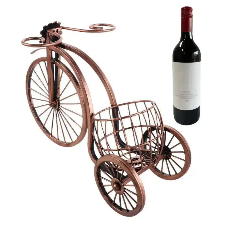 Decorative retro metal wine rack tricycle bottle holder for home décor