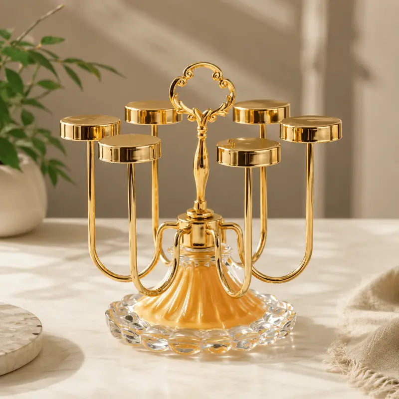 Rotating stainless steel cup holder for organised kitchen storage