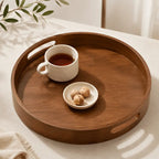 Round bamboo serving tray for dining table and home décor