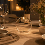 Round glass candle holder for elegant table and home décor