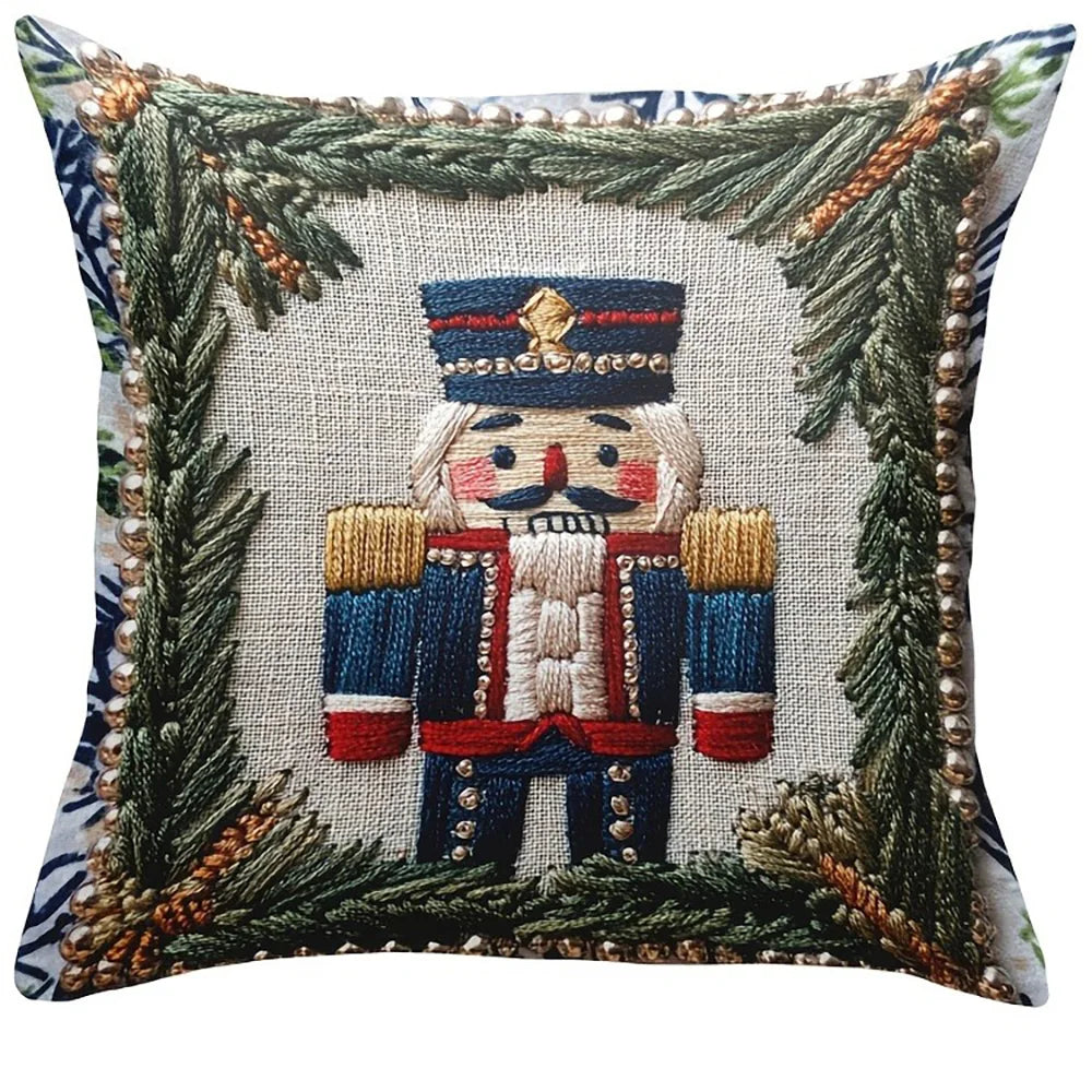 Christmas Cushion Cover Nutcracker Decorative Pillowcase