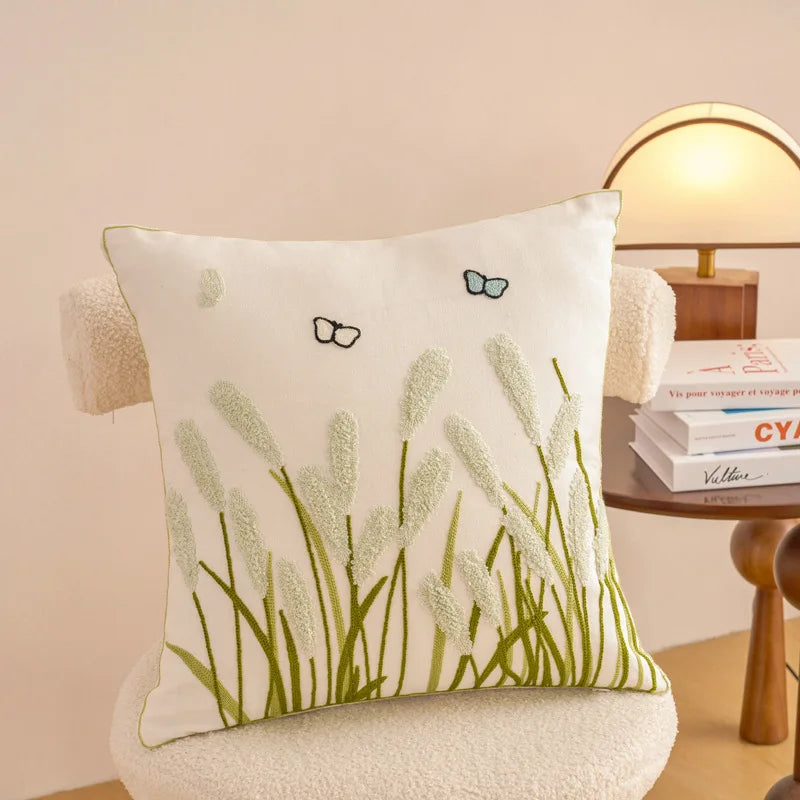 Embroidered Cushion Cover Cotton Decorative Pillowcase