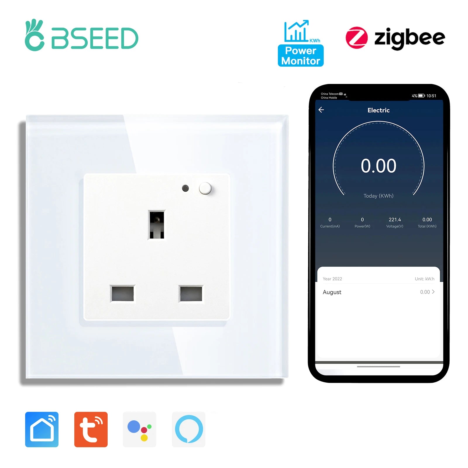 Smart Zigbee Wall Socket – 13A