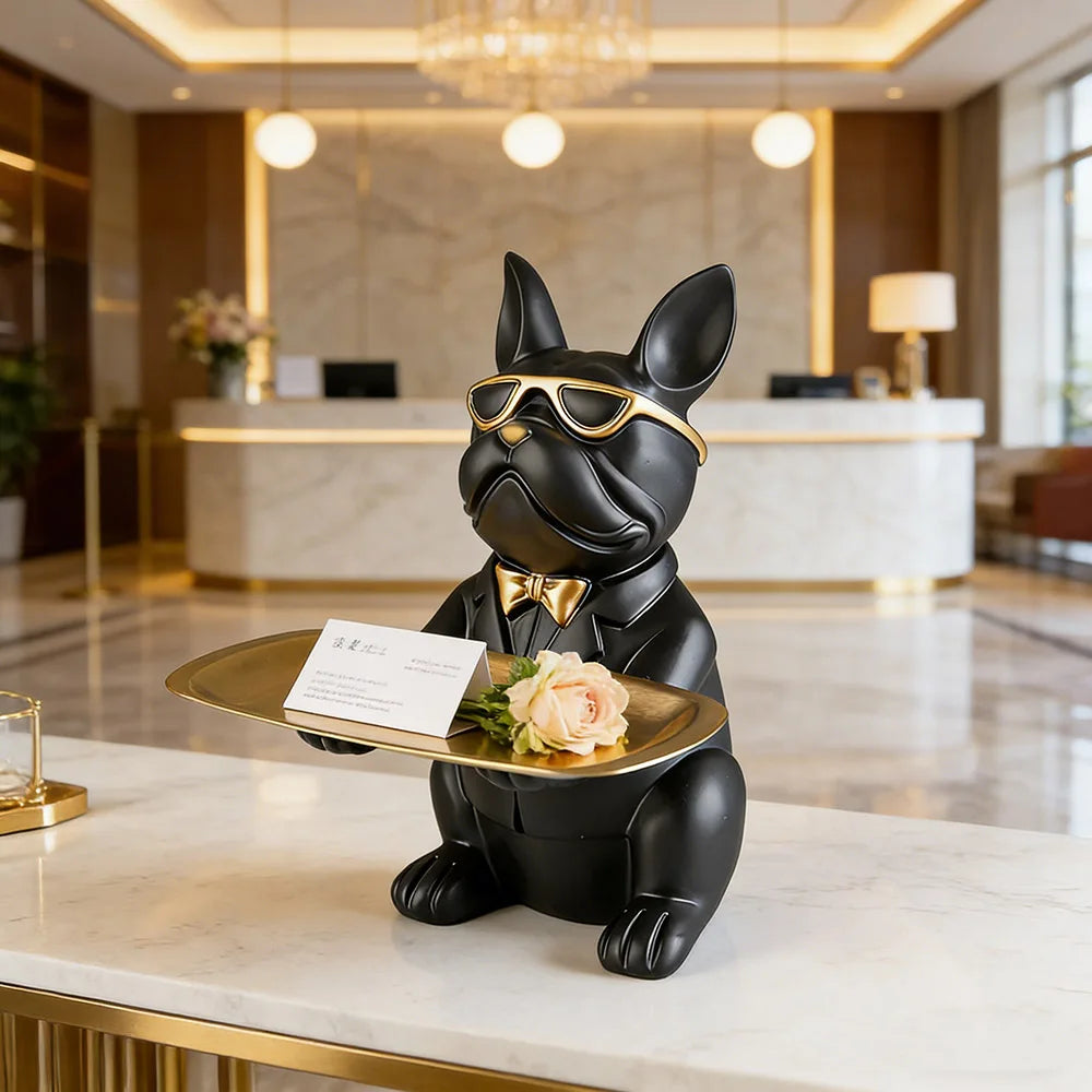 Bulldog Decorative Tray Resin Organizer Home Decor