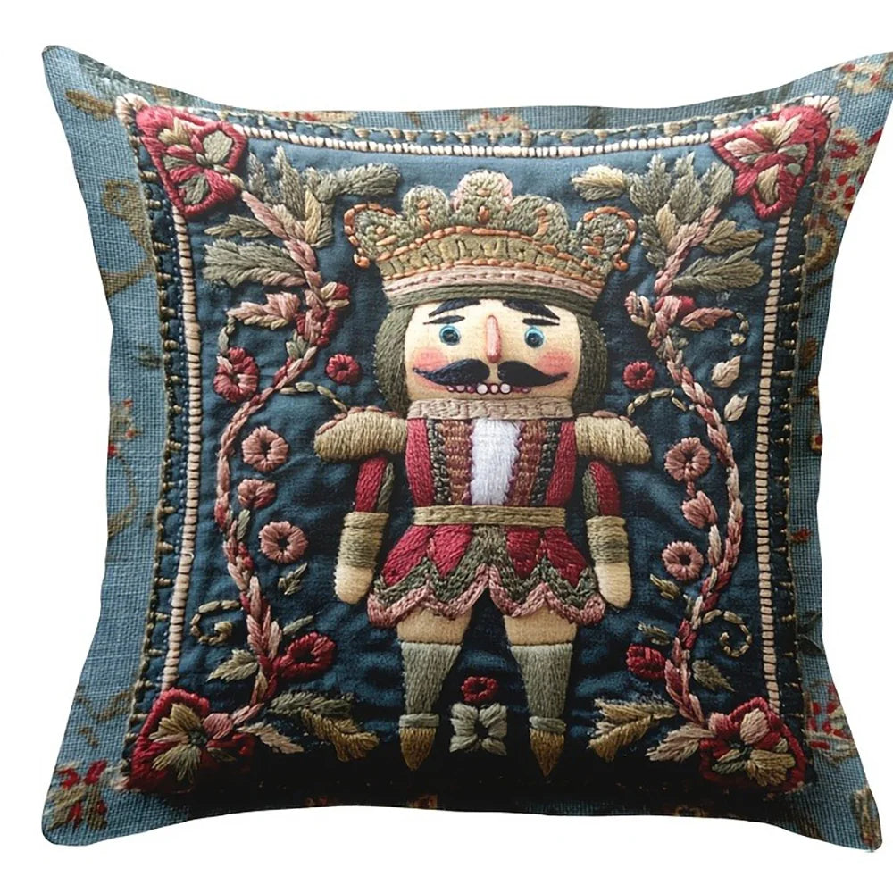 Christmas Cushion Cover Nutcracker Decorative Pillowcase