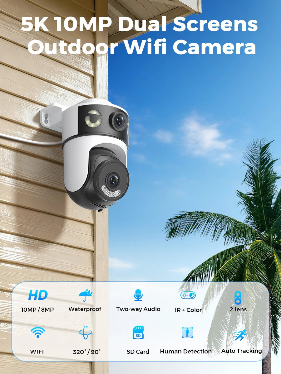 OKAM PRO Câmera de segurança doméstica HD 5MP 5G WiFi IP CCTV PIR Rastreamento móvel Cor Visão noturna Intercomunicador bidirecional AI Câmera inteligente