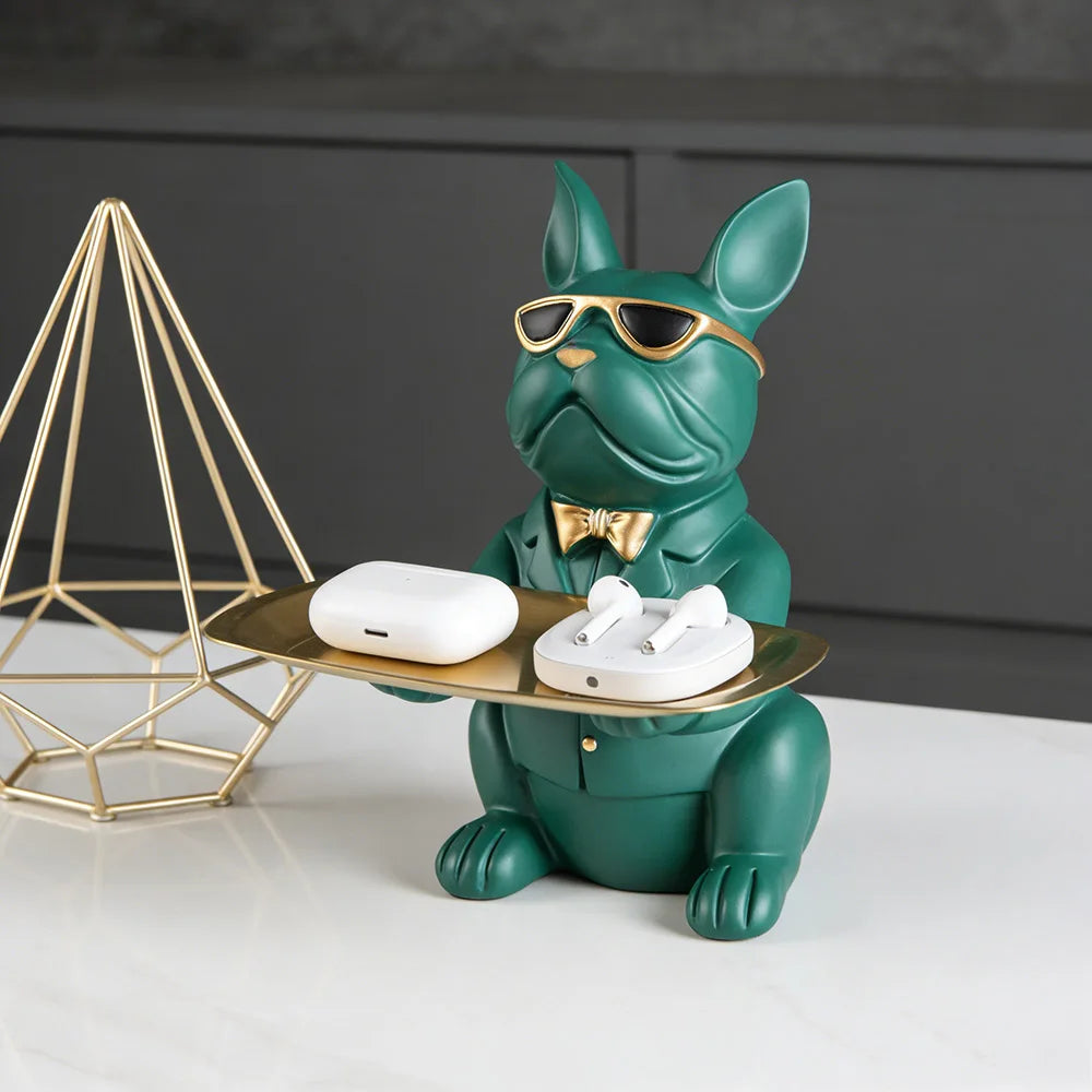 Bulldog Decorative Tray Resin Organizer Home Decor