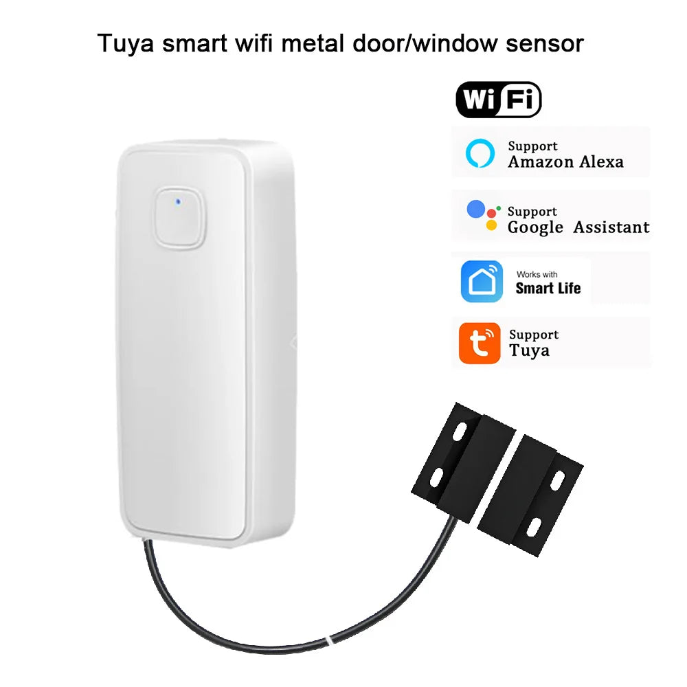 Tuya WIFI Smart Door Window Magnetic Sensor Security Alarm Open Closed Detector Home Anti-theft Door Iron Rolling Door Sensor
