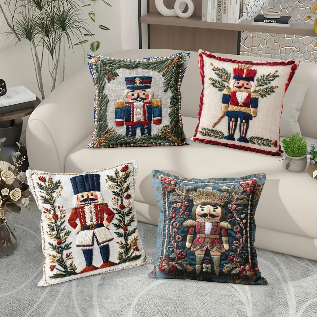 Christmas Cushion Cover Nutcracker Decorative Pillowcase
