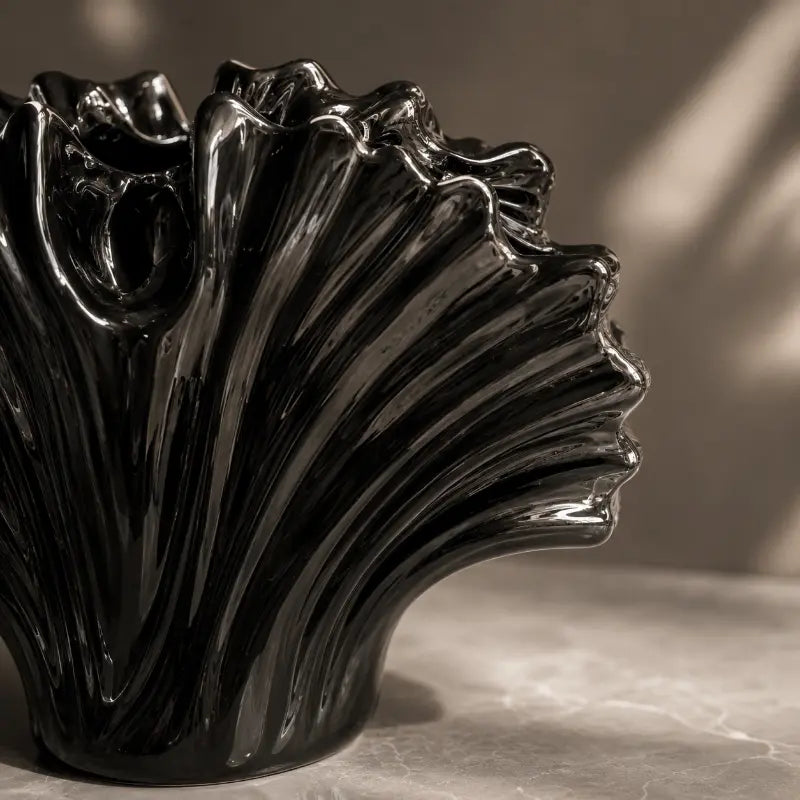 Sculptural black ceramic vase for modern home décor