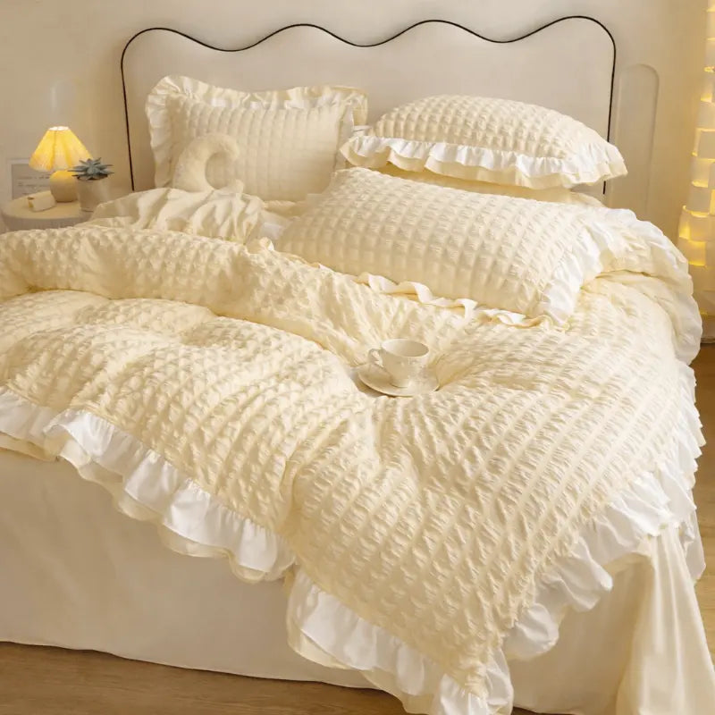 Soft seersucker duvet cover bedding set for a comfortable and elegant bedroom