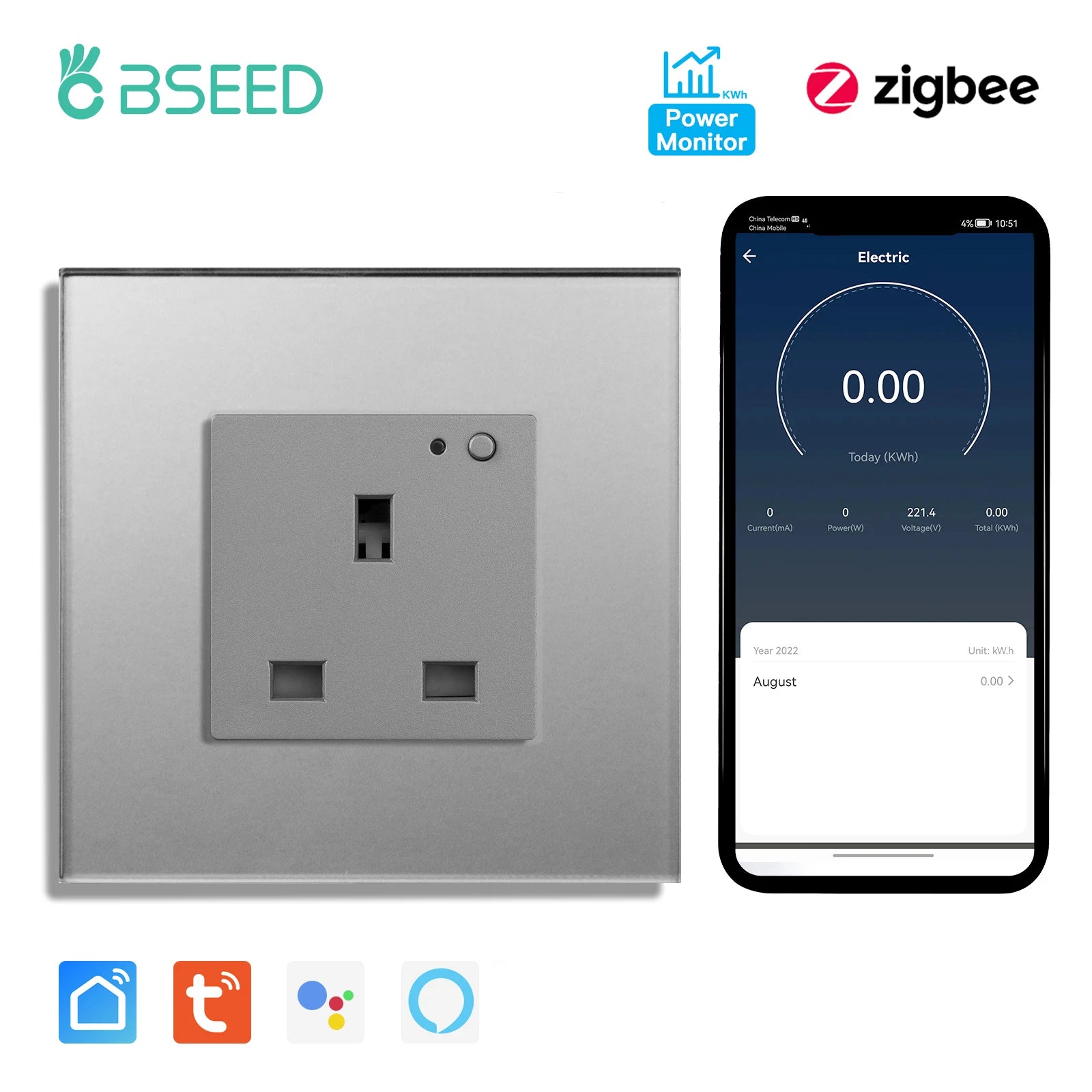 Smart Zigbee Wall Socket – 13A