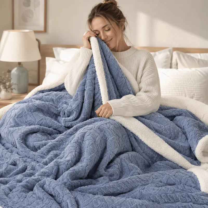 Soft lamb velvet throw blanket for living room and bedroom décor