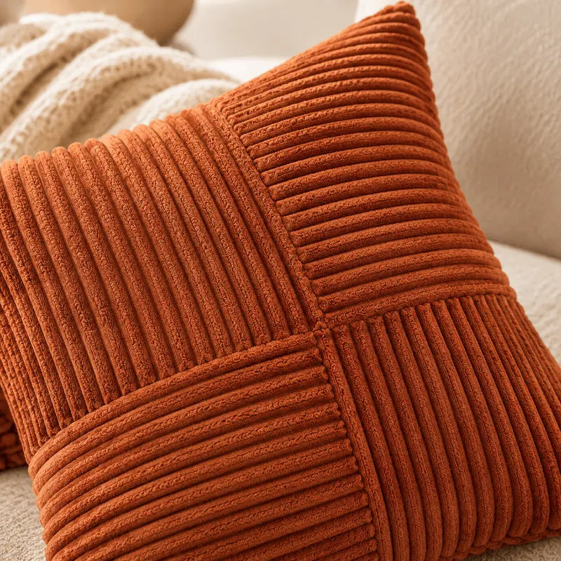 Textured corduroy cushion cover for living room and bedroom décor
