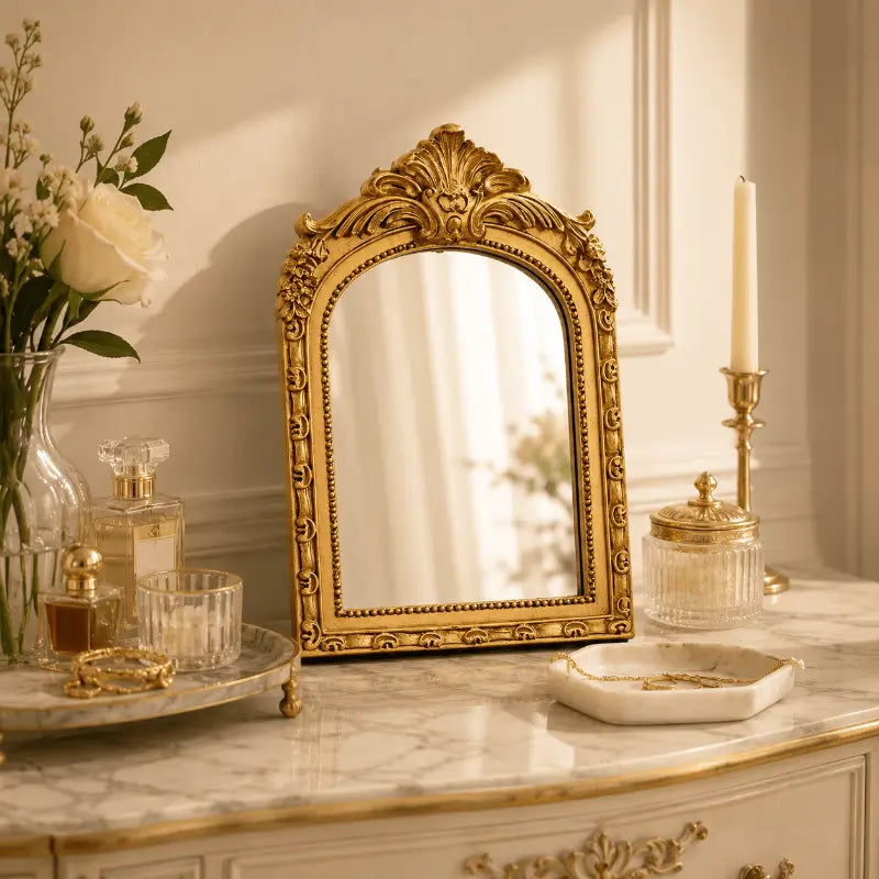 Vintage arched decorative mirror for elegant bedroom and desktop décor