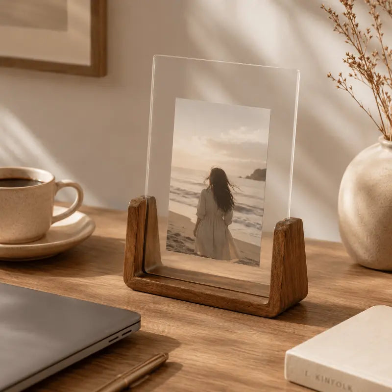 Wood acrylic photo frame for modern home and desk décor