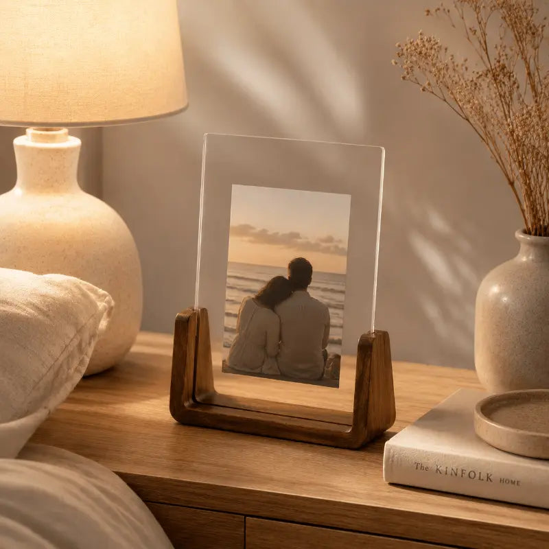 Wood acrylic photo frame for modern home and desk décor