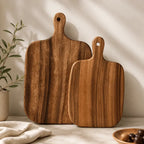Wood serving board set for elegant food presentation and dining table décor