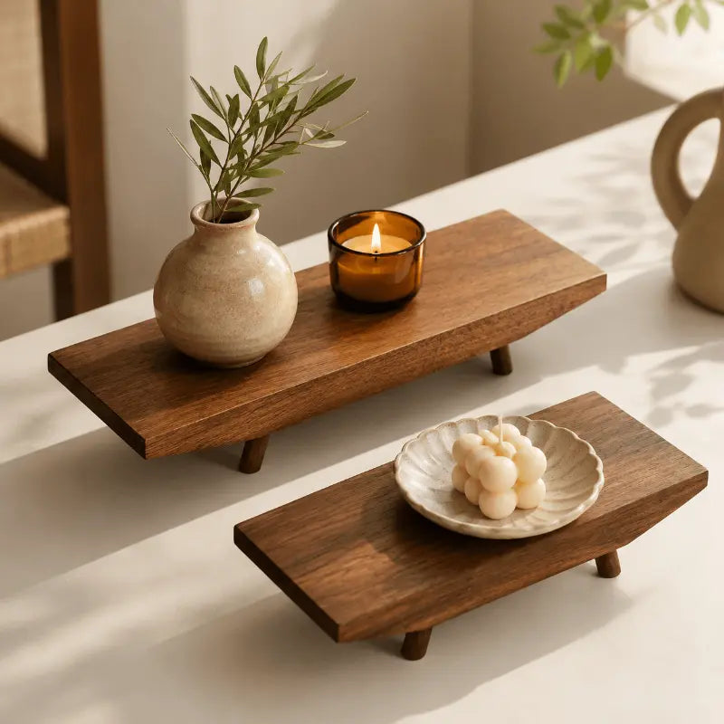 Wooden display riser set for decorative table and shelf styling