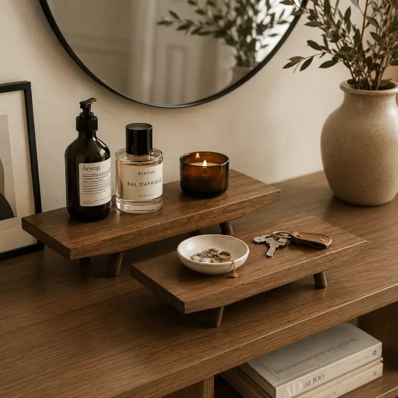 Wooden display riser set for decorative table and shelf styling