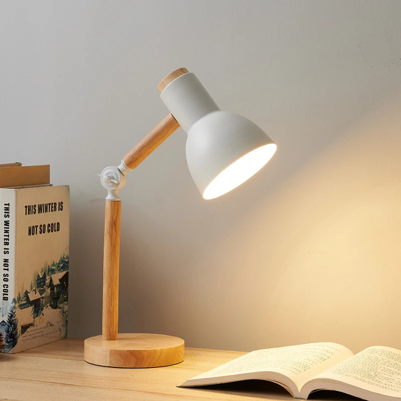 Decorative wooden table lamp for bedside and living room lighting